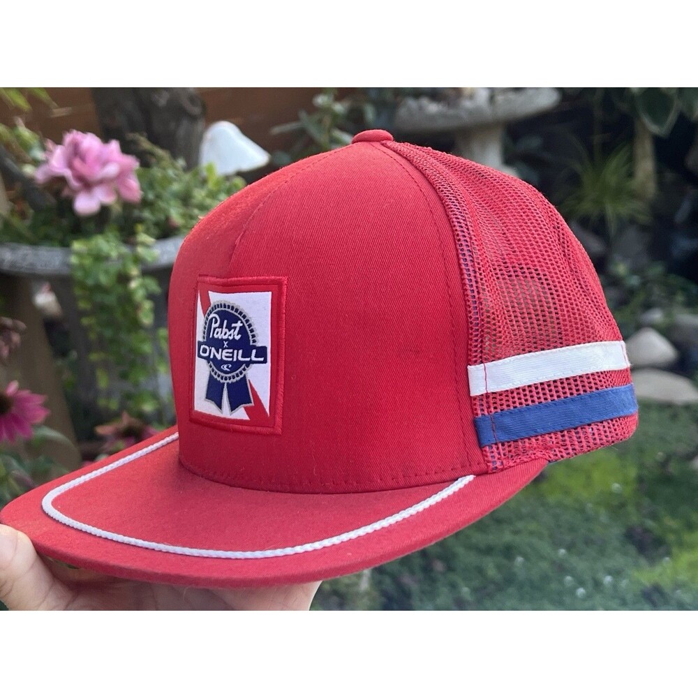 Pabst Blue Ribbon PBR x O’Neill Red Rope Trucker Hat Mesh Snapback